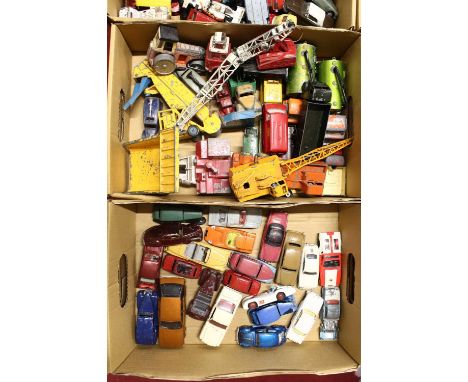 Dinky Toys two trays containing loose and playworn diecast to include Dinky Toys No. 183 Fiat 600, No. 279 Aveling Barford Di