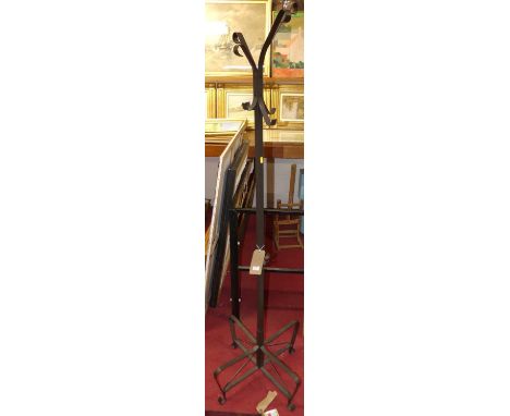 A contemporary military green anodised metal coat-stand, h.192cm 