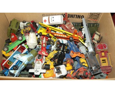 Loose &amp; playwor diecast to inc. Dinky Toys Bedford van, Matchbox Merryweather Fire Engine, Corgi Toys Ferrari 312 etc