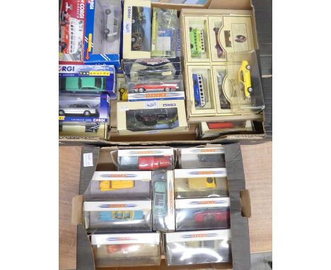 Two trays of mixed Lledo Days Gone, Vanguards, Corgi and Dinky by Matchbox diecast vehicles, to include a Vanguards Ford Capr