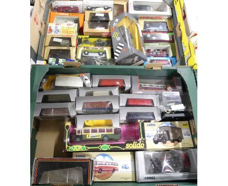 Two boxes containing a quantity of boxed modern issue diecast to include EFE No. 13403 Leeds Transport, Corgi Classics AEC 50