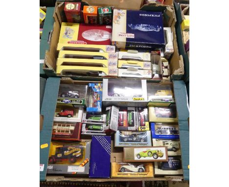 Two trays containing boxed modern issue diecast to include Matchbox Models of Yesteryear 1918 Crossley RAF tender, Corgi Clas