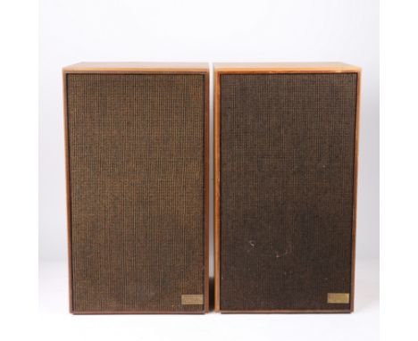 with brown grilles, each speaker 34.5cm wide, 60cm high, 29cm deep.