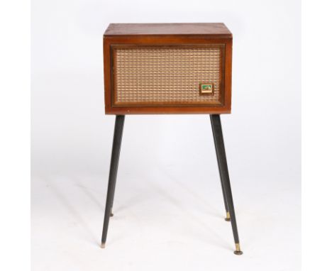 the speaker raised on four turned tapering legs 39cm wide, 28cm deep, 70.5cm high.
