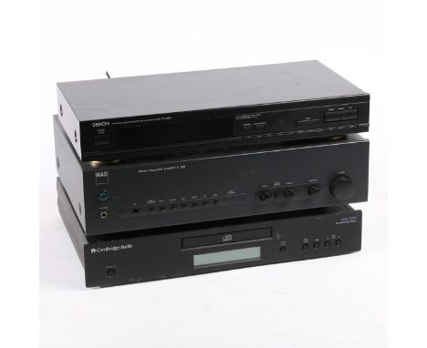 consisting of Nad C320 stereo integrated amplifier, Denon TU-260L tuner, Cambridge Audion azur 340C CD player (3).