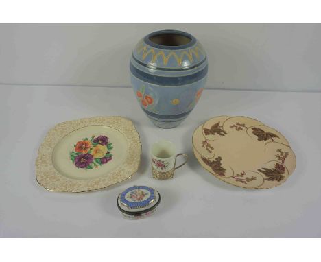 Quantity of China, To include Enoch Wedgwood Coffee Cans, with Silver Plated Liners, Patch box, Limoges style Fruit plate etc