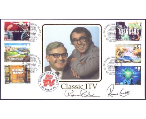 AUTOGRAPHS : RONNIE BARKER and RONNIE CORBETT signed Buckingham Covers 50th years of the Radio Times, limited edition cover, 