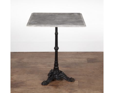 Pub style tableVictorian, with marble top on a black painted cast iron tripod base, 73cm high overall x 59.5cm wide   Overall