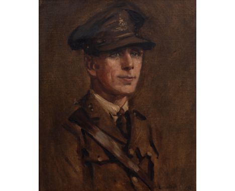 20th Century English School 'Portrait of Captain Reid', oil on canvas, indistinctly signed and dated '18 lower right, 30cm x 