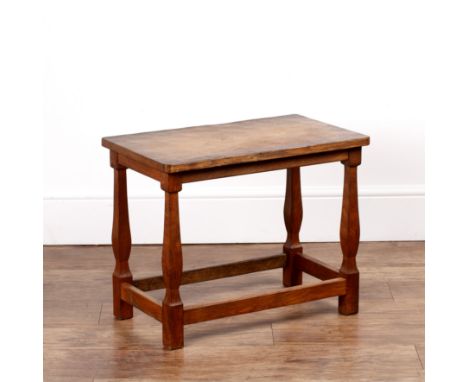 Albert 'Eagleman' Jeffray (Mouseman interest), oak table, with adzed top, with eagle mark to one of the stretchers, 61cm wide