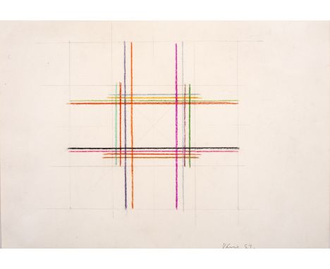 Marc Vaux (b.1932)'Untitled geometric study', pencil and crayon sketch, signed and dated '87 to the margin lower right, unfra