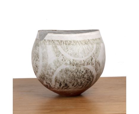 Betty Blandino (1927-2011) Large studio ceramic vessel, with impressed mark to the base, 28cm high  With large area of damage