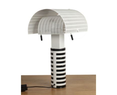 Mario Botta (b.1943) for Artemide Shogun lamp, decorated with black and white stripes and a stylised shade, marked to the top