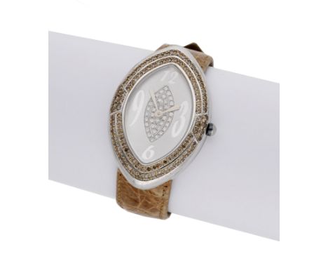 Pippo Perez. A lady’s white gold and diamond-set oval wristwatch, Moments 2002 Dimanti, circa 2000. Movement: quartz. Dial: s