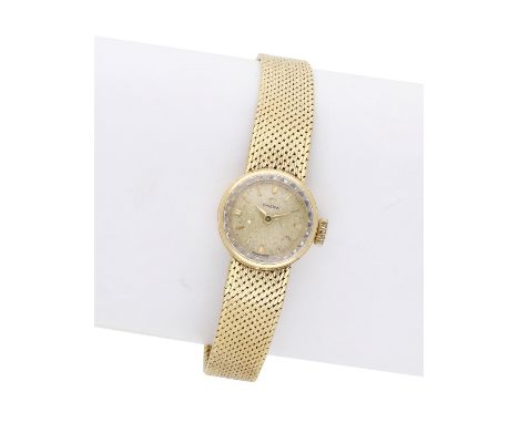 Omega. A lady’s gold bracelet watch with Milanese bracelet, Saphette, circa 1960. Movement: cal. 482, manual winding, 17 jewe