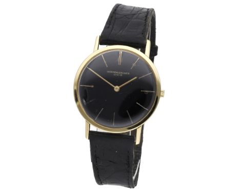 Vacheron Constantin. A slim gold wristwatch with black dial, Ref. 6115, circa 1960. Movement: cal. 1003, manual winding, 17 j