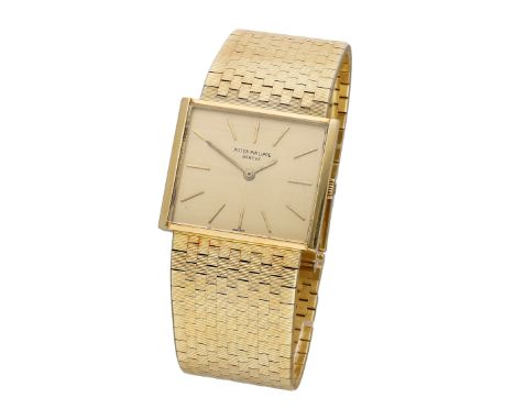 Patek Philippe. A gold rectangular bracelet watch, Ref. 3549-1, circa 1965. Movement: cal. 175, manual winding, 18 jewels, no