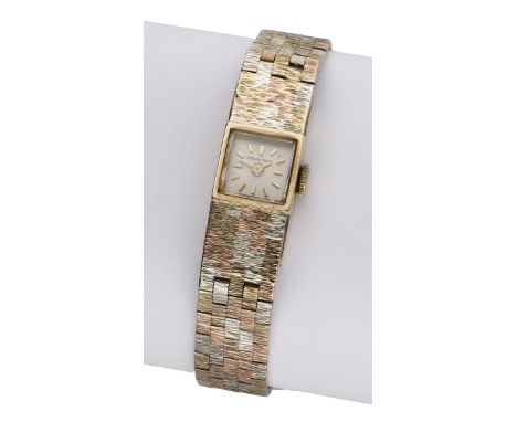 Bueche-Girod. A lady’s gold square bracelet watch, circa 1964. Movement: cal. 59-21, manual winding, 17 jewels. Dial: silvere