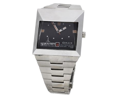 Spaceman, Audcieuse. A stainless steel automatic wristwatch with date and bracelet, Omax, circa 1970. Movement: automatic, 25