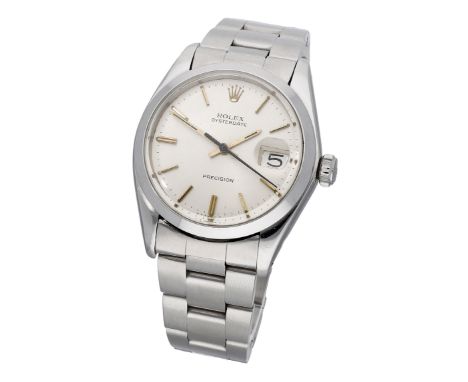 Rolex. A stainless steel wristwatch with date and bracelet, Ref. 6694, OysterDate Precision, circa 1975. Movement: cal. 1225,