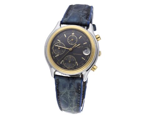 Baume & Mercier. A stainless steel and gold automatic chronograph wristwatch with date, Ref. 6103, Baumatic, circa 1990. Move
