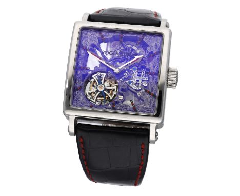 Roger Dubuis. An oversized square titanium skeletonised tourbillon wristwatch, Ref. G40.02SQ.7.V.10A7, Golden Square, No. 70/