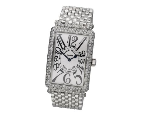 Franck Muller. A stainless steel and diamond-set rectangular automatic wristwatch, Ref. 1000SC D, Long Island, No. 91, circa 