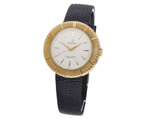 Rolex. A gold wristwatch with hidden lugs, Ref. 8724, circa 1953. Movement: cal. 82250, manual winding, 18 jewels, no. E80683