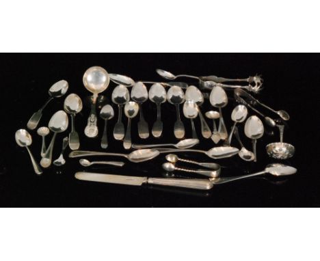 A parcel lot of assorted hallmarked silver flatware to included two sets of six teaspoons, a small ladle, a sifting spoon etc