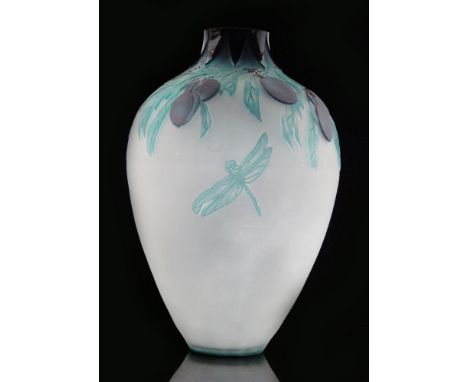 A large contemporary cameo glass vase by Kelsey Murphy for Pilgrim, of high shouldered form to a short collar neck, cased in 