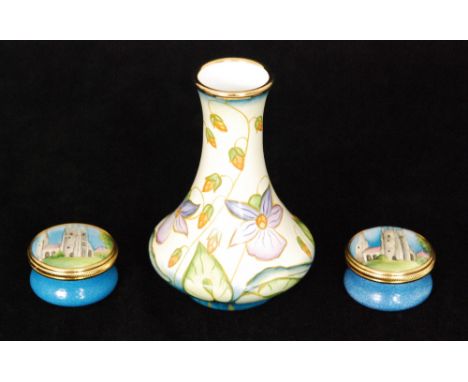 A Moorcroft Enamels vase decorated in the Sweet Thief pattern designed by Rachel Bishop, printed marks, dated 6/02/02, height