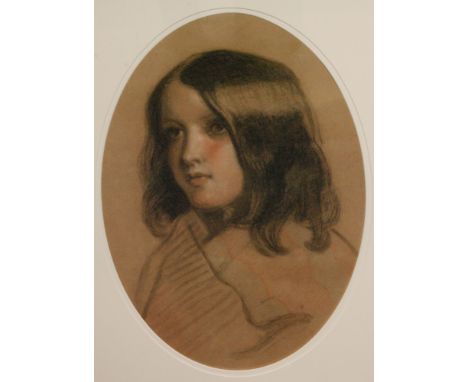 ENGLISH SCHOOL (LATE 19TH CENTURY) - Portrait of a young girl wearing a shawl, pastel drawing, oval, framed, 44cm x 31cm also