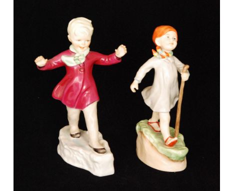 Two Royal Worcester Freda Doughty figures comprising January model 3452 with date code for 1952 and Thursday's child has far 