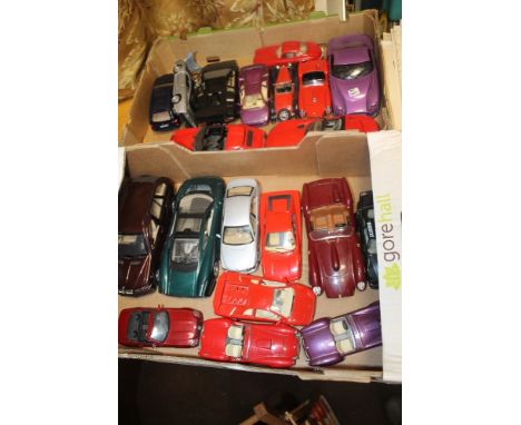 A COLLECTION OF LOOSE 1/18TH AND 1/24TH SCALE DIECAST VEHICLES, to include makes by Burago, Polistic, Maisto, etc (20)
