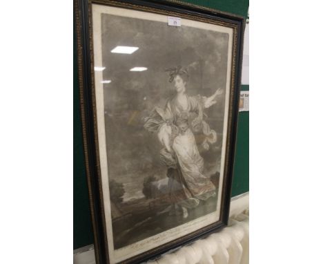 A FRAMED AND GLAZED ENGRAVING PORTRAIT OF LADY JANE HALLIDAY