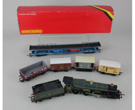 A Lima King George V model railway locomotive and tender, in a Hornby Railways box, together with five items of unboxed rolli