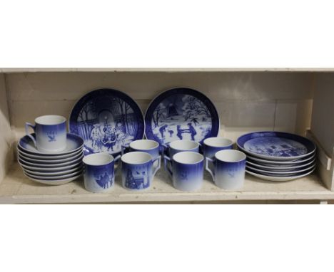 Seven Royal Copenhagen porcelain Christmas plates for 1982, 1983 and 1986 to 1990, together with eight Royal Copenhagen Chris