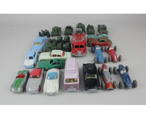 A collection of Dinky Toys die-cast model motor vehicles, without boxes, to include a Fire Engine, Bristol 450, Ferrari and a