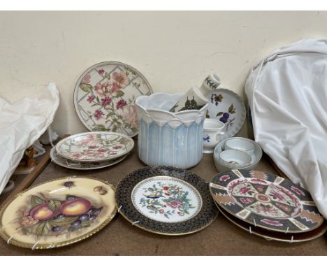 Coalport plates together with Liberty plates, rolling pin, jardiniere etc