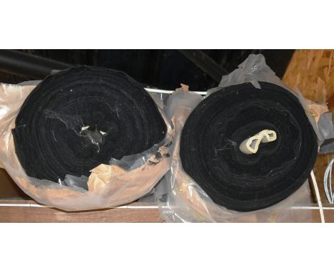 Forkbeard Fantasy - two unused rolls of JD MacDougall Ltd theatrical black fire-retardant wool fabric, along with some Colora