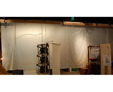 Forkbeard Fantasy &ndash; Frankenstein (2001) &ndash; theatrical electrically operated backdrop screen roller. Approx 27ft in