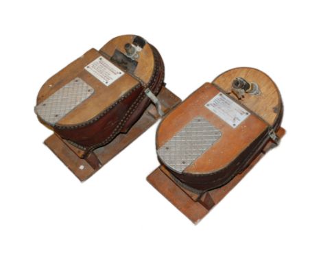 Forkbeard Fantasy - Two early 20th century Siebe Gorman style diving bellows. Typical form, each foot operated and appearing 