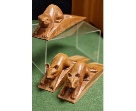 Mouseman Style Trio of Mouse Door Cheese Wedges