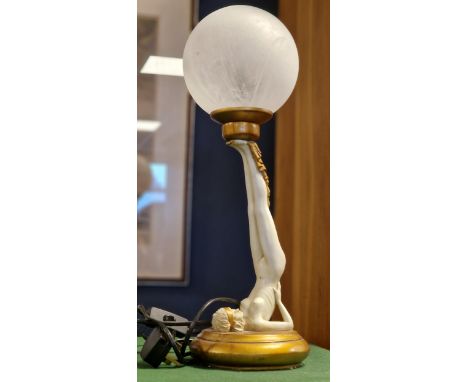 Art Deco Style Globe Lady Lamp - 45cm high