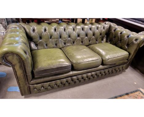 Vintage Leather Green Chesterfield Sofa