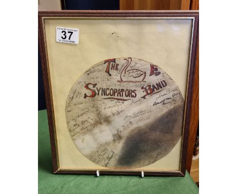 1920's The Syncopators Band Signed handdrawn memorabilia - Halifax music interest - 33x27cm