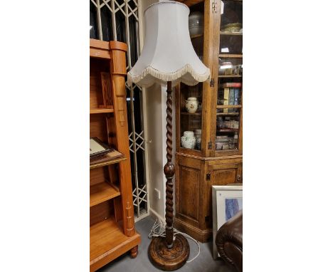 Large Acorn Barley Twist Antique Standard Lamp