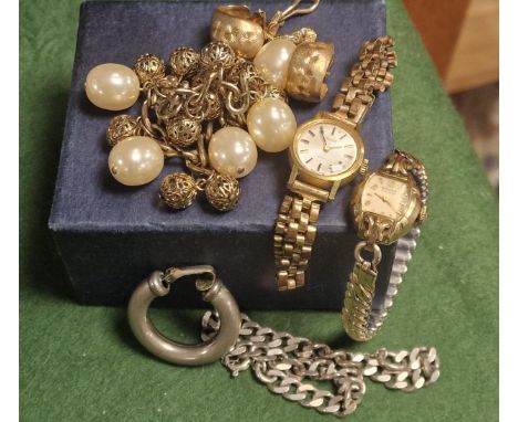 Tissot Cocktail Watch, plus costume Jewellery &amp; Two Pieces of Silver