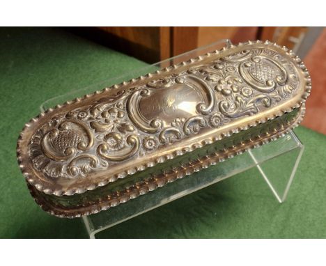 Silver Hallmarked Samuel Walton Smith Antique 'Mother' motif'd Trinket Box (Birmingham 1896) - 133g