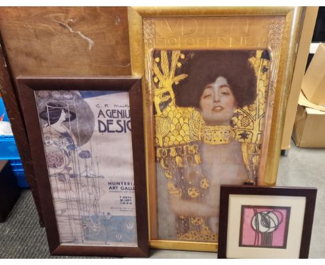 Art Deco Pair of Prints + a Gustav Klimt Lady in Gold Framed Print